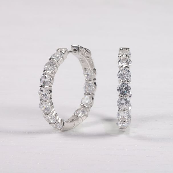 Zirkon Zucht Rubin Synthetische Türkis Ohrringe Modische Persönlichkeit Edelstein Ohrringe Silber Runde Ohrringe_voghion.com