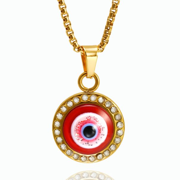Collana con ciondolo a forma di occhio di diavolo con diamanti e occhio turco islamico in acciaio inossidabile del Medio Oriente, da donna_voghion.com