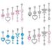 Set di gioielli da piercing all'ombelico in acciaio inossidabile da 5 pezzi in stile europeo e americano con zirconi a forma di cuore_voghion.com
