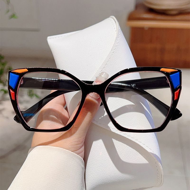 Trendy Color-Block Square Anti-Blue Light Neue modische einfache vielseitige Brille ohne Sehstärke_voghion.com