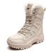 Unisex Winter Snow Boots For Couples - High Top Waterproof Hiking Boots With Fleece Lining, Non-Slip Rubber Sole For Outdoor Adventures_voghion.com
