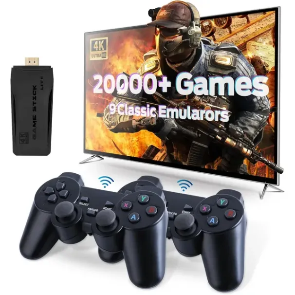 Console de videogame retrô 4K 20000 jogos Emuelec 9 emulador TV Stick Gaming Hine com controle de gamepad sem fio duplo_voghion.com