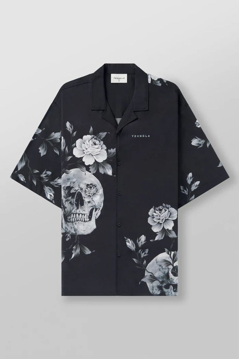 Men's Clothing New Fashion Men's Gold Stamped Casual Short Sleeved Shirt_voghion.com