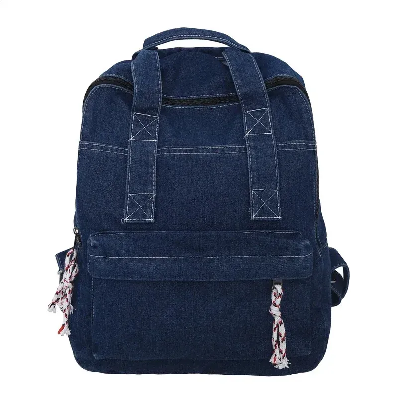 Retro Denim Womens Backpack Canvas Shoulders Bag College Knapsack Big Packbag Travel Rucksack Student Jeans Mochila Y2K_voghion.com