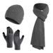 winter warm knitted wool plus velvet thick gloves hat scarf three piece set_voghion.com