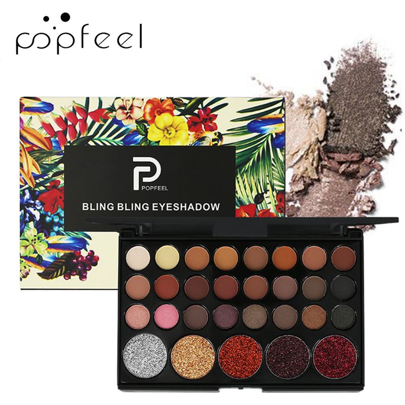 Eye Shadow POPFEEL 29 Color Eyeshadow Nude Makeup Earth Color Smoky Eyeshadow Palette Glitter Pearl Sequins Diamond Glitter_voghion.com