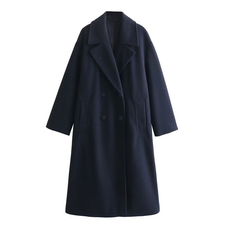Damen 2024 Herbst/Winter Neuer Zweireihiger Knopf Weicher Lockerer Mantel_voghion.com