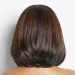 Natural Soft Bob Highlight Brown Silk Base Jewish Human Hair Wig_voghion.com