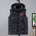 Herrenbekleidung Herrenweste Trendy Brand Tiger Head Style Herbst und Winter College-Studenten Abnehmbare Mütze Daunenbaumwolle Warme Baumwollweste_voghion.com
