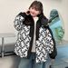 Kids Winter Hooded Jacket With Soft Polyester Filling, Warm & Stylish Outerwear For Girls, Short Puffer Coat With Color Block Design (Black/Red)_voghion.com