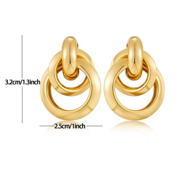 Creolen, unregelmäßiges Design, kupferplattiertes Echtgold, modisch, personalisiert, hochwertige Damenohrringe_voghion.com