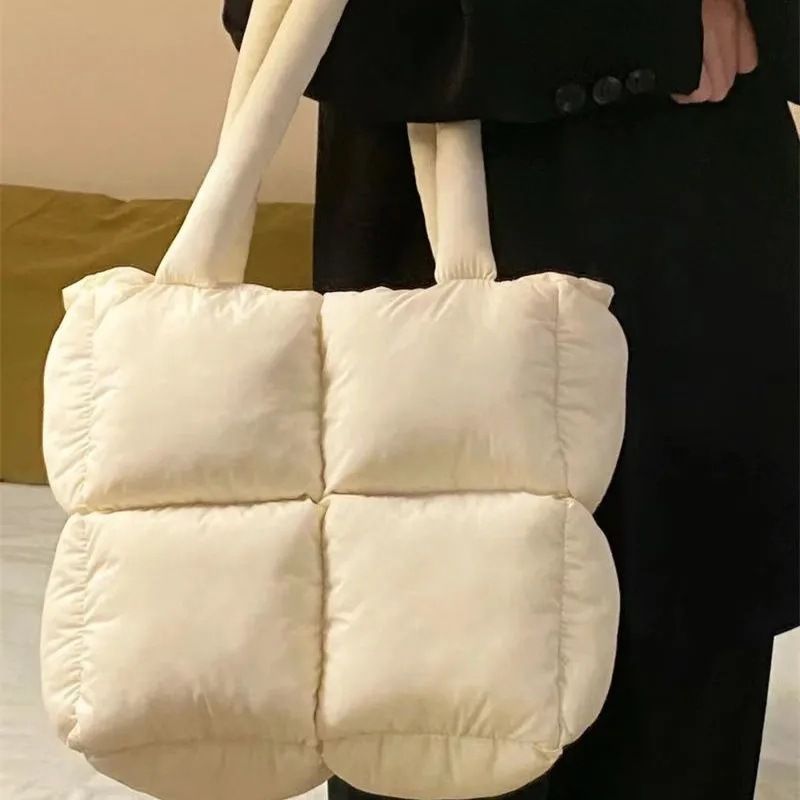 Borsa tote di alta qualità a forma di diamante, morbida in cotone, grande capacità, per donna, 2022, nuova borsa a tracolla versatile sottobraccio per autunno e inverno_voghion.com