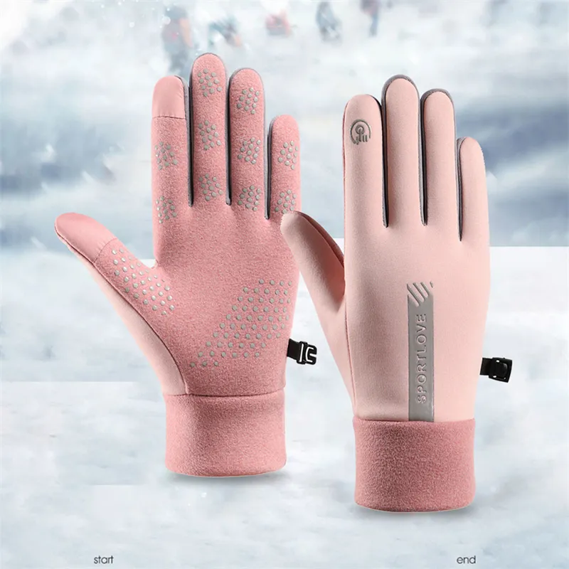 Winter Gloves Men Women Cycling Bike Non-slip Thermal Fleece Cold-Resistant Wind Waterproof Warm Outdoor Running Skiing_voghion.com