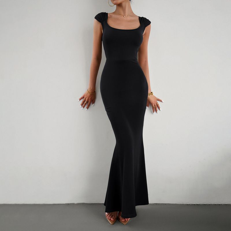 Diyun European and American women's clothing autumn slim and sexy square neck knitted dress_voghion.com
