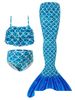 Mother&Kids Mermaid Children's swimsuit performance Swimsuit three-piece Fish Tail girl Princess skirt bikini_voghion.com
