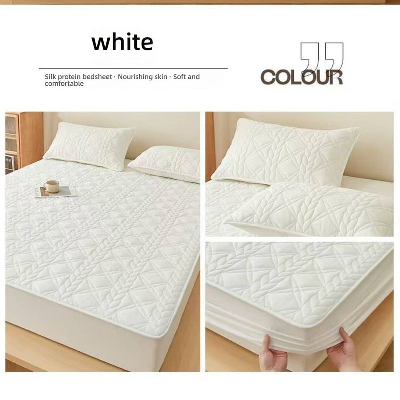 Lençol de baixo com elástico em algodão orgânico e proteína de seda – Protetor de cama impermeável com camada respirável de bambu (hipoalergênico, de grau hospitalar)_voghion.com