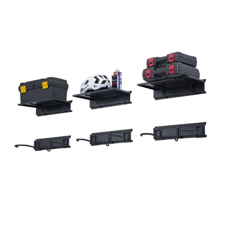 Bike Storage Rack Wall Mount Garage Bike Holder &amp; 3 Shelves For 6 Bicycles_voghion.com