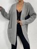 Übergroßer Damen-Cardigan mit V-Ausschnitt und langen Ärmeln und Taschen. Weicher Strickmantel mit offener Vorderseite für lässigen Komfort (Schwarz, Hellgrau, Dunkelgrau)_voghion.com