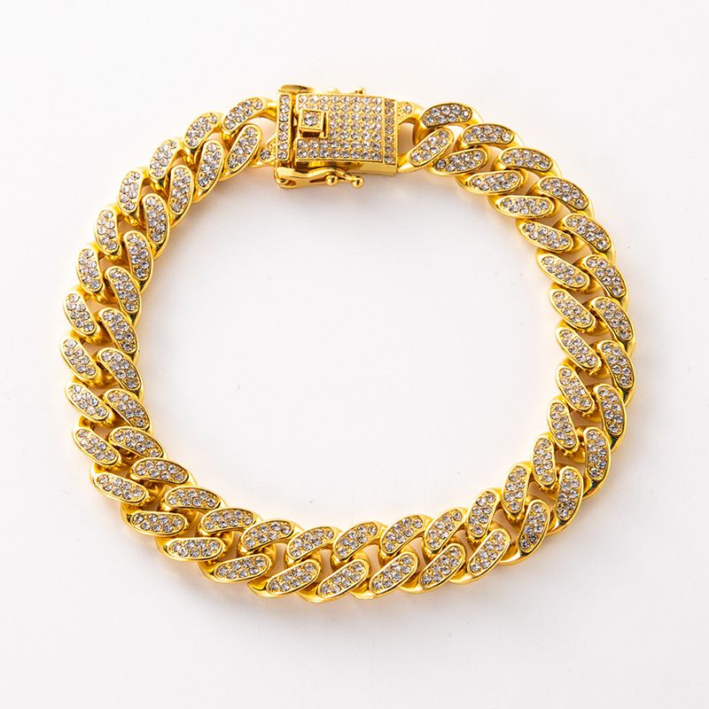 Personalisierte All Match Hip Hop Halskette Armband Volldiamant Punk Cuban Chain Schmuck für Herren_voghion.com