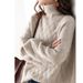 Winter New Fried Dough Twists High Collar Pullover Sweater Women's Loose, Casual, Versatile, Warm, Lazy Knit Backing_voghion.com