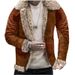 Winter New Arrival Men's Faux Fur-Lined Jacket Thickened Faux Shearling Print Jacket_voghion.com