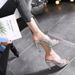 High Heeled Slippers, Waterproof Table Sandals, Summer 2025 New Style, Mesh, Rhinestone, Slim Heel, Semi Trailer,_voghion.com
