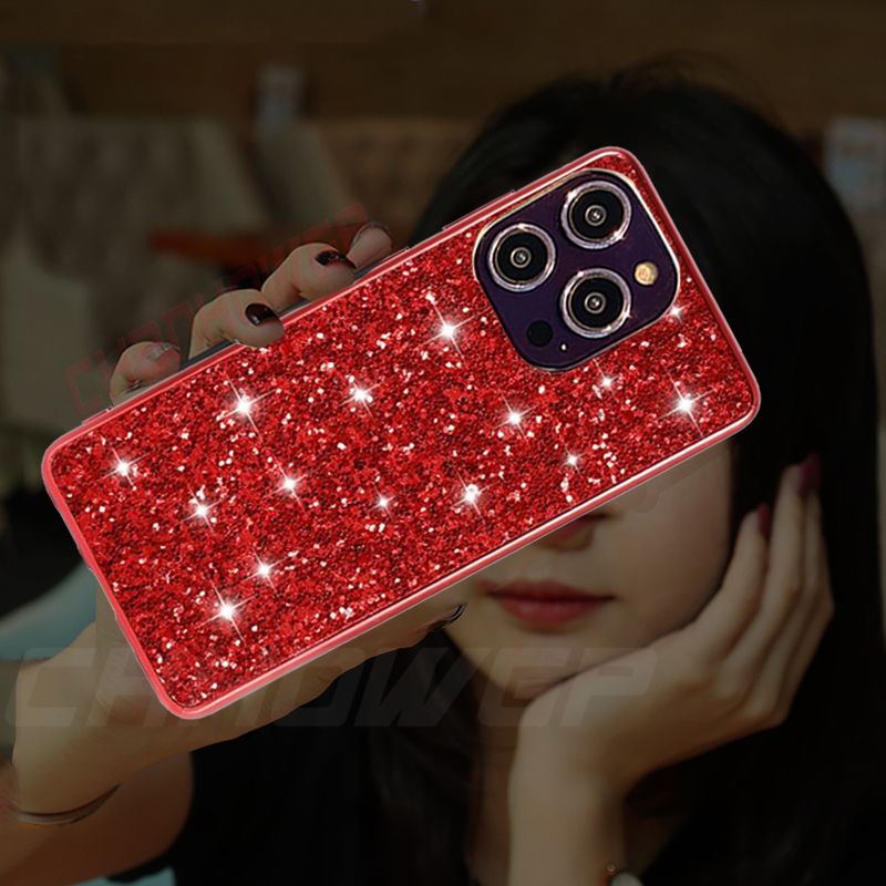 Luxe Glitter Plating Zachte Siliconen Telefoon Case Voor iPhone 14 13 12 11 Pro Max X XR XS Max 8 7 Plus Bling Pailletten TPU Back Cover_voghion.com
