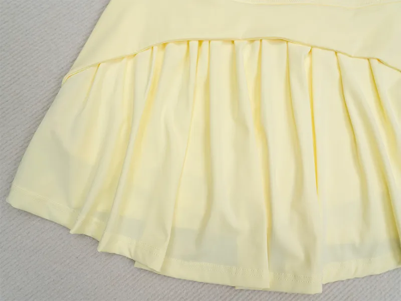 Spódnica sportowa damska Spodnie damskie letnie cienkie fitness bieganie przeciw wystawieniu na działanie czynników zewnętrznych dwuczęściowa spódnica plisowana z wysokim stanem spódnica do jogi_voghion.com