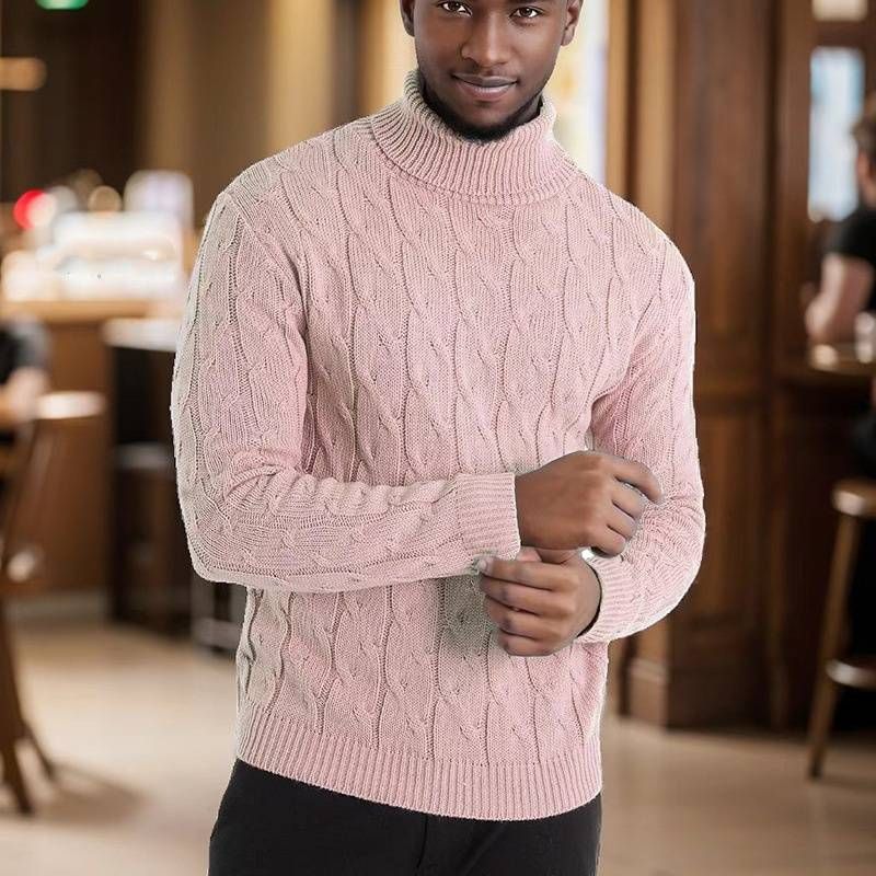 Maglione a trecce da uomo – Pullover girocollo oversize per l'inverno (bianco/beige/nero/lavanda, dalla S alla XXXL)_voghion.com