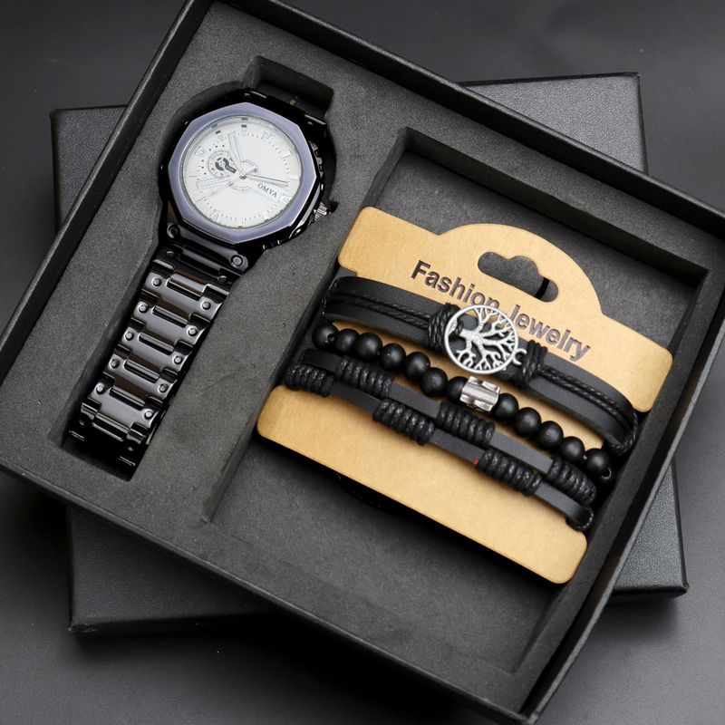 Business Waterproof Men's Watch Braided Bracelet Set Gift Box Watch_voghion.com