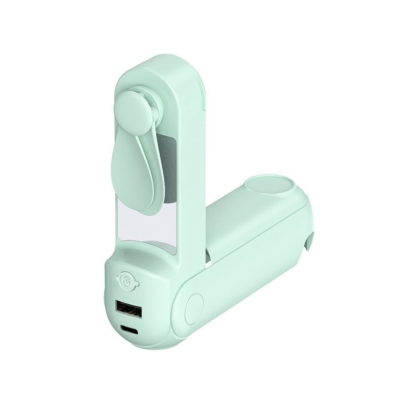 New Mini Small USB Charging Folding Handheld Fan Mirror Flashlight Five-in-One Gift F11_voghion.com