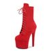 17cm Multicolor Suede Pole Dance High Heels Round Toe Low High-end Catwalk Show Sky-high Boots_voghion.com