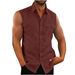 Men's Clothing Men's Shirt Double Pocket Cotton And Linen Sleeveless Shirt Casual Vacation Shirt_voghion.com