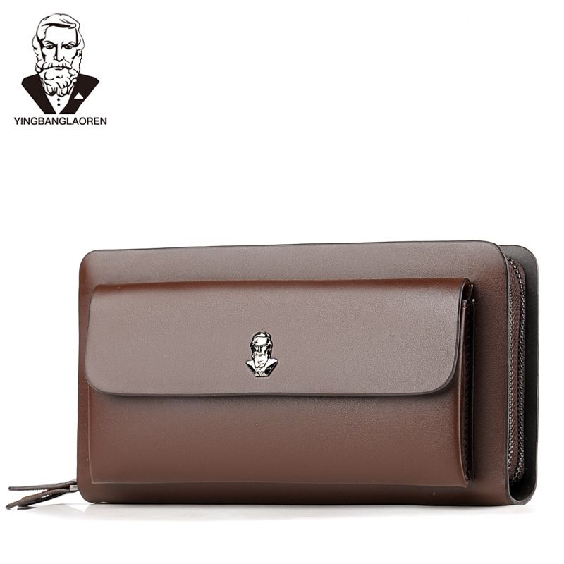 Cartera corta para hombre, estilo nuevo, con ranuras para múltiples tarjetas, bolso de mano con doble cremallera, una sola pieza, envío directo._voghion.com
