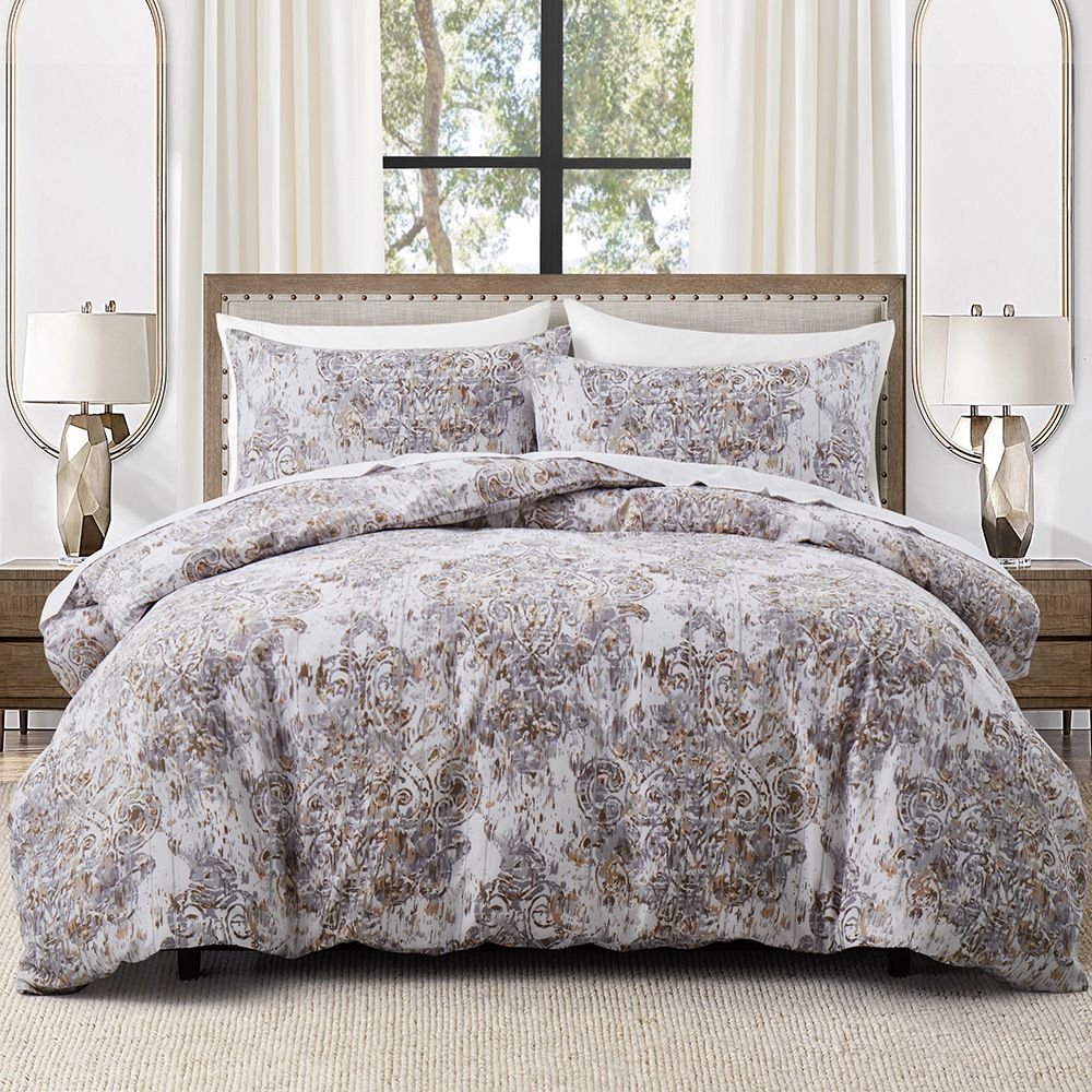 Parure de lit Nordic Paisley, en polyester brossé de qualité supérieure, respirante et infroissable, motif géométrique, compatible avec les tailles de lit US/EU/AU._voghion.com