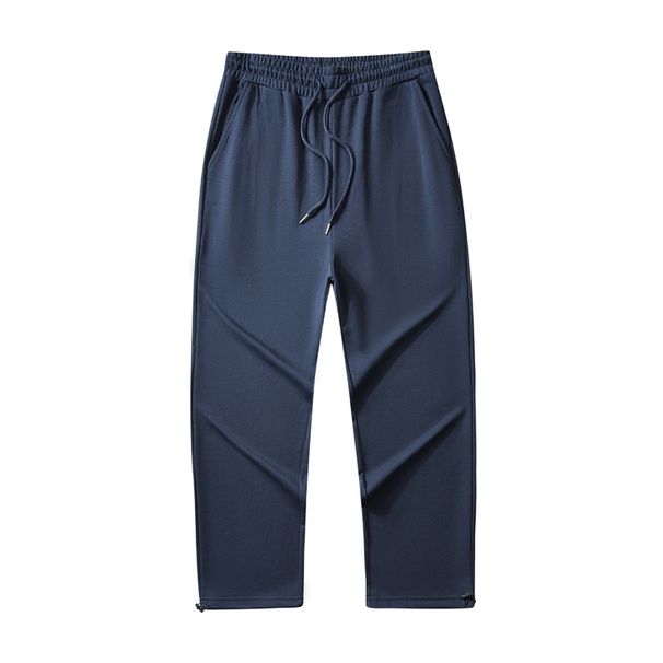 Unisex Loopback-Jogginghose – Minimalistische Kordelzugbündchen, mittelhoher Schnitt, gerades Bein aus Baumwollmischung (S-2XL, Schwarz/Marineblau/Oliv/Stein)_voghion.com