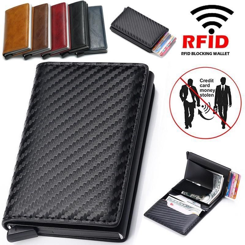 Portafoglio sottile in pelle con protezione RFID per uomo, porta carte di credito, porta carte di credito, porta carte di credito, portamonete sottile in pelle, mini portamonete piccolo_voghion.com