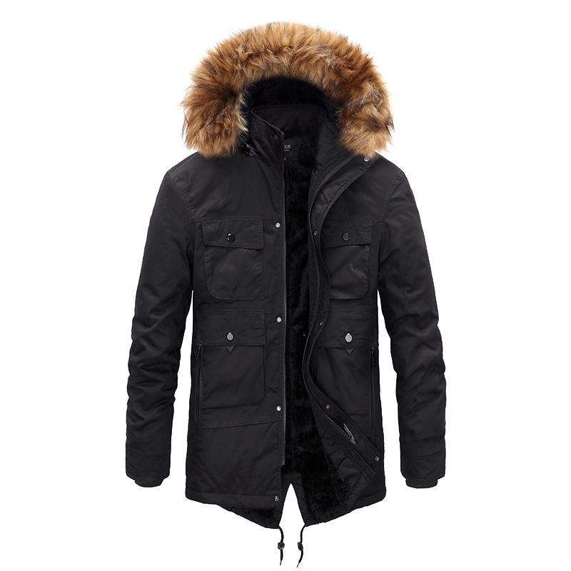 Men's Clothing Men's Longline Fleece-Lined Parka - Detachable Hood Winter Coat (4 Colors, L-4XL)_voghion.com