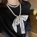 Collana di perle con nastro francese, sciarpa lunga, clavicola, fascia per capelli in stile coreano, catena per maglione_voghion.com