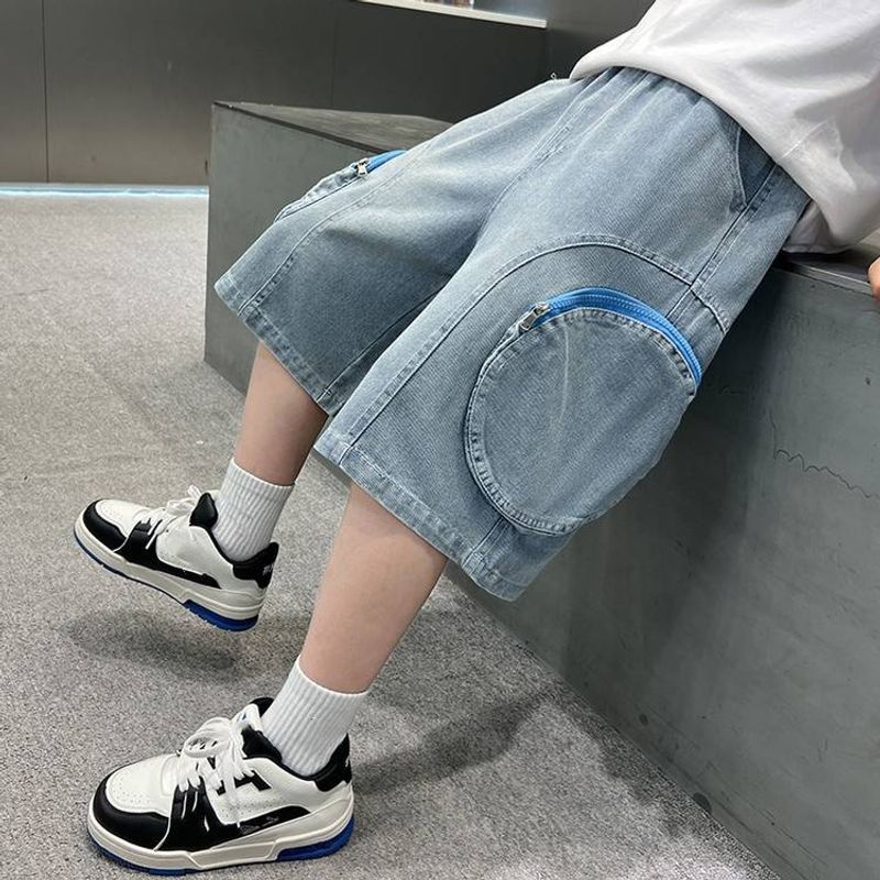 ​​Boys' Stretch Waist Denim Shorts - Soft Washed Cotton 5-Inch Jeans (120-170cm) | School-Approved Style | Pre-Shrunk & Fade-Resistant​​_voghion.com
