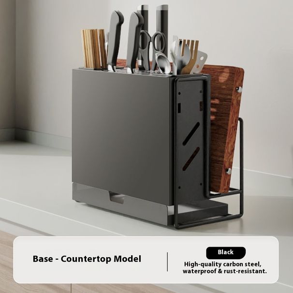 Organizer da cucina a parete in acciaio inossidabile - Portacoltelli con supporto opzionale per coperchi di pentole, salvaspazio e senza installazione_voghion.com