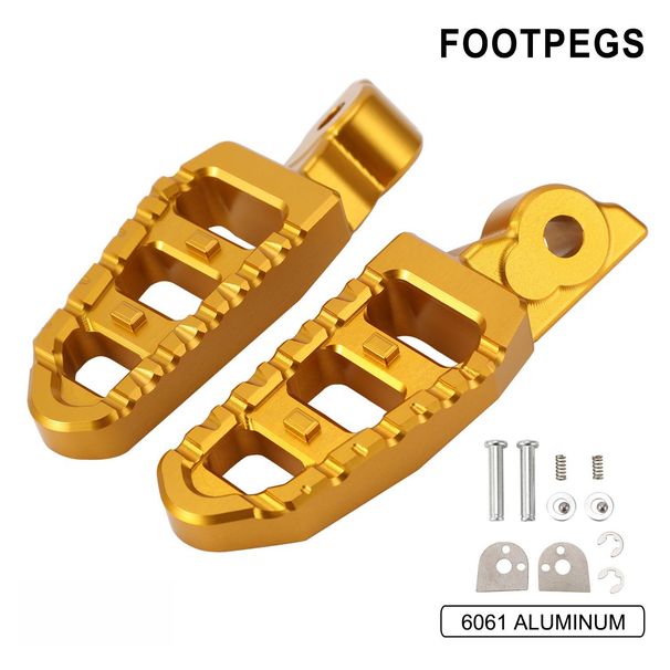 Estriberas traseras de aluminio CNC para motocicleta y scooter: ajuste universal, duraderas y ligeras (16 x 7 x 6 cm) - Acabado dorado_voghion.com