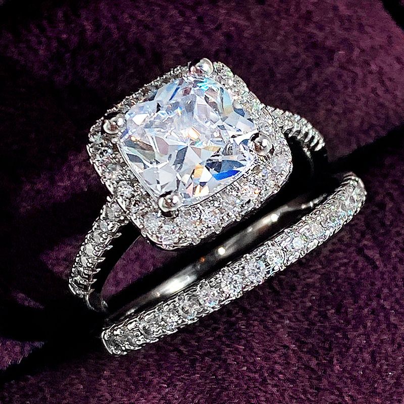 Zircon copper ring, two sets of rings, fashionable jewelry_voghion.com