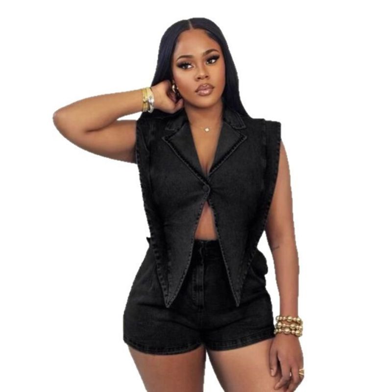 Women's Clothing Casual Washed Loose Denim Jumpsuit Shorts_voghion.com