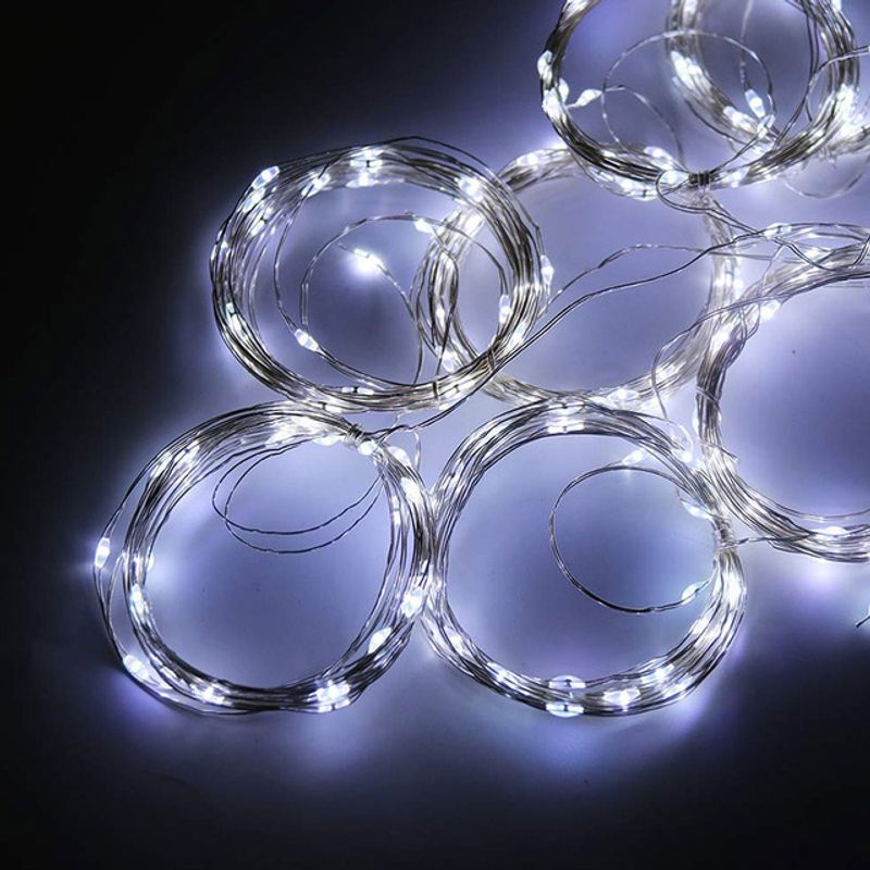 Koperdraad Gordijnverlichting Zonne-led Koperdraad Lichtsnoer Kerstdecoratie Warme verlichting Verjaardagsfeest Sfeer Feeërieke verlichting_voghion.com