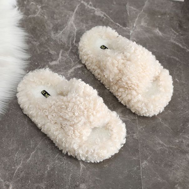 A-12 Pantofole in cotone foderate in pile per donna, nuove, invernali, spesse, versatili, suola morbida, stile Mori, altezza crescente_voghion.com