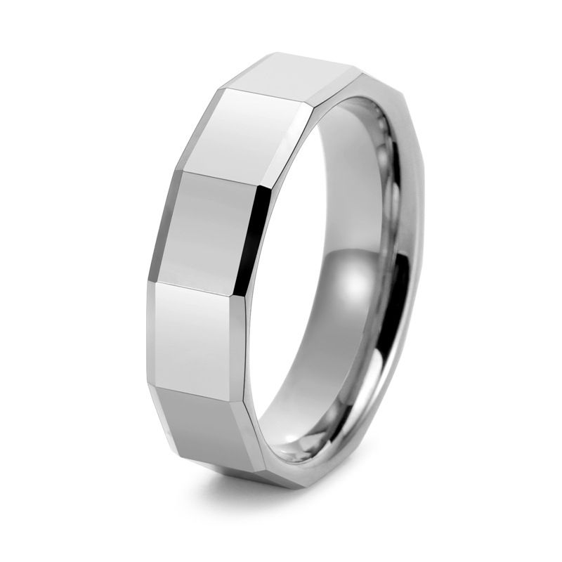 Gioielli da uomo - Anello in carburo di tungsteno di alta qualità con design sfaccettato unico, resistente ai graffi e durevole, taglie dalla 6 alla 12, argento/oro/nero_voghion.com