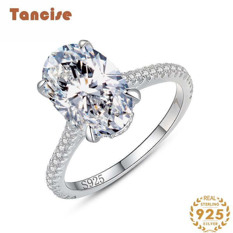 Tancise klassisk zirkon sølv ring damer smykker bryllup løfte fest gave_voghion.com