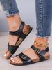 Fibbia estiva con suola in sughero con tacco piatto per donne che indossano scarpe da spiaggia casual, sandali open toe con doppio bottone_voghion.com