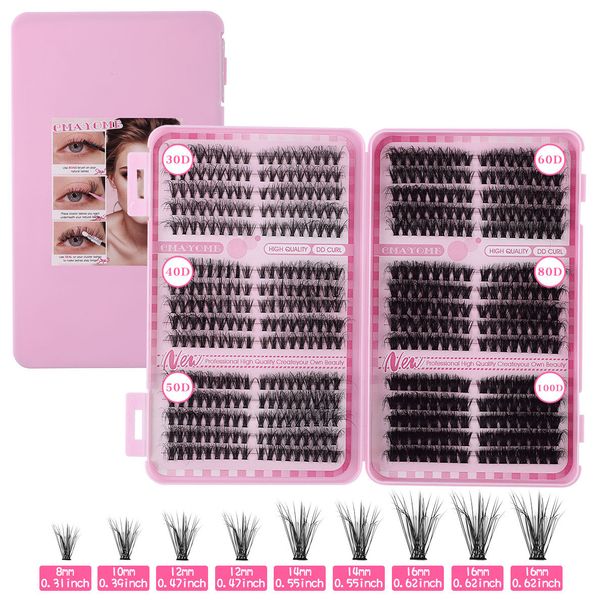 Sztuczne rzęsy 520 kępek pojedynczych kępek segmentowanych sztucznych rzęs, podkręcone, naturalne, gradientowe, grube, klasyczne rzęsy_voghion.com